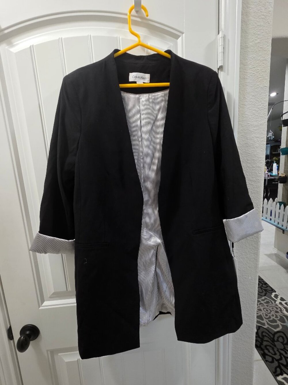 NWT Calvin Klein Black Open Front Blazer Size 16 Career Office Jacket MSRP $139